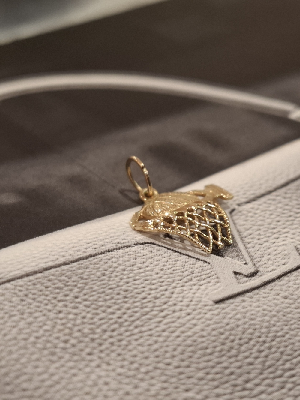 GOLD PENDANT BASKET BALL Ring Pendant Necklace Charm